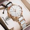 POEDAGAR Womens Ceramic Watch Luxury Shinning Diamond Watch for Women Analog Quartz Ladies Watches Casual Waterproof Wristwatch Reloj Para Mujer