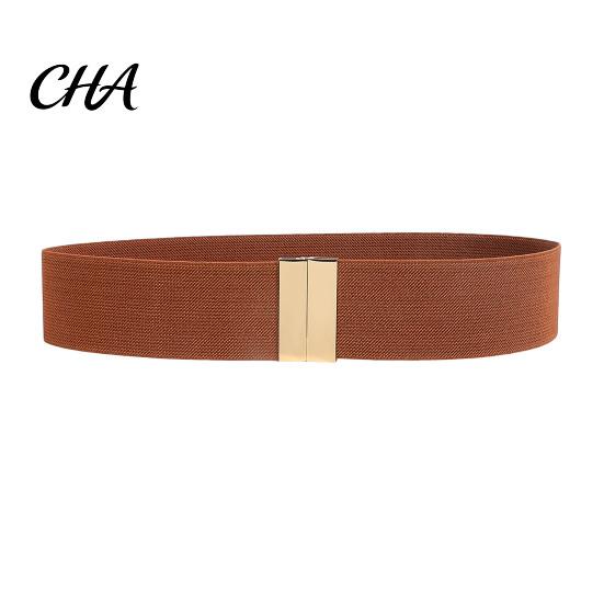 Wide Waist Cinching Band Elastic Belt, Adjustable Stretchy Belt with Metal Slimming Shapewear Square Buckle, Stylish Waistband for Dresses And