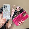 Модный складной 3D чехол с сердечком для iPhone 13 14 15 Pro Max Plus 11 12 ProMax, мягкий матовый силиконовый чехол с полным покрытием