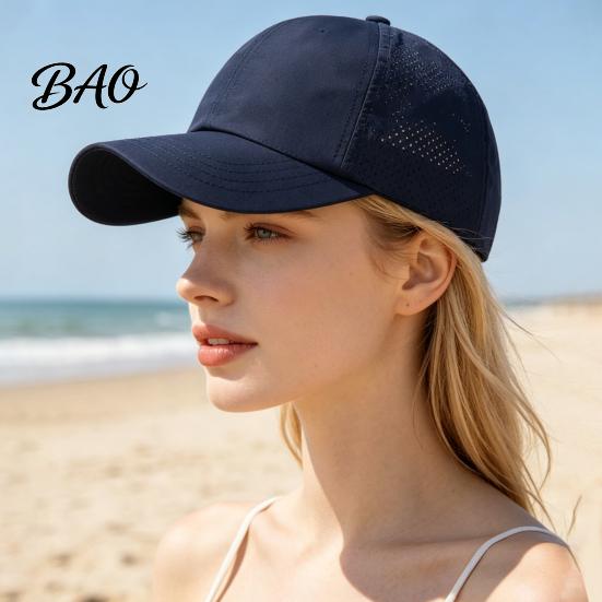 Adjustable Baseball Cap Women Cap, Elastic Straps Quick-Drying Sun Hat, Breathable Workout Hat Criss-Cross Ponytail Design for Running Yoga