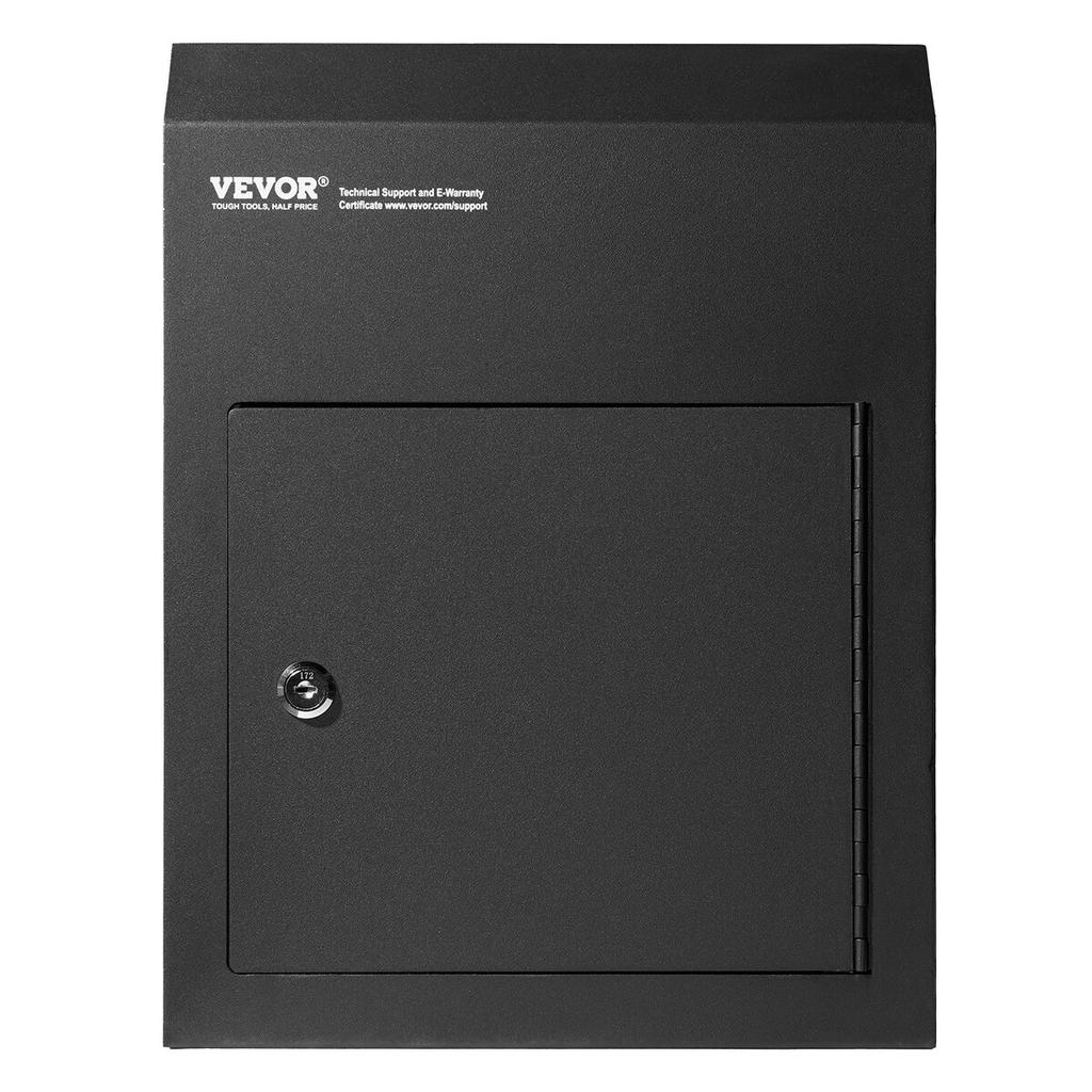Through The Door Key Drop Box 12x6x16" Mailbox with 1.8"12" Key Lock Black