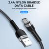 Braided cable USB-A - USB-C 2.4A 2m black