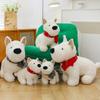 Doll Dog Cartoon Plush Animal Wearing Scarf High Elasticity Pp Filling Cotton