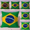 Brazil Flag Cushion Cover Plush Fabric Soft Double-Sided Printed Sofa Warm Winter Home Gift Pillow Cover