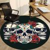 1pc Skull Roses Design Office Round Rug, Non-slip, Soft and Durable Office Rug for Interior Decoration, Perfect for Office, Beautiful Decoration yy260
