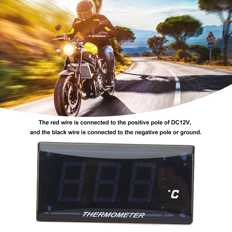 Water Temp Gauge DC12V LCD Screen Motorcycle Water Temp Meter Digital Display with 18mm Sensor Adapter for Modification