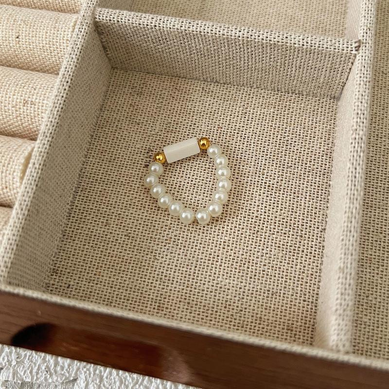 Кольцо с жемчугом, эластичное, женское, литературное, для ношения в несколько рядов, на указательный палец, высококачественное, ручной работы, ювелирное изделие