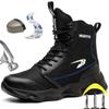 High Top Shoes Work Safety Boots Steel Toe Shoes Protective Boots Puncture-Proof Indestructible Shoes Outdoor Desert Boots Male