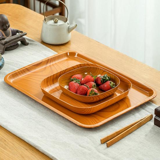 Блюдо для костей, имитация дерева, сервировочные подносы, пластиковая фруктовница в японском стиле