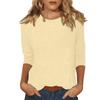 Women's  Casual O-Neck Three Quarter Sleeve Solid Color Top