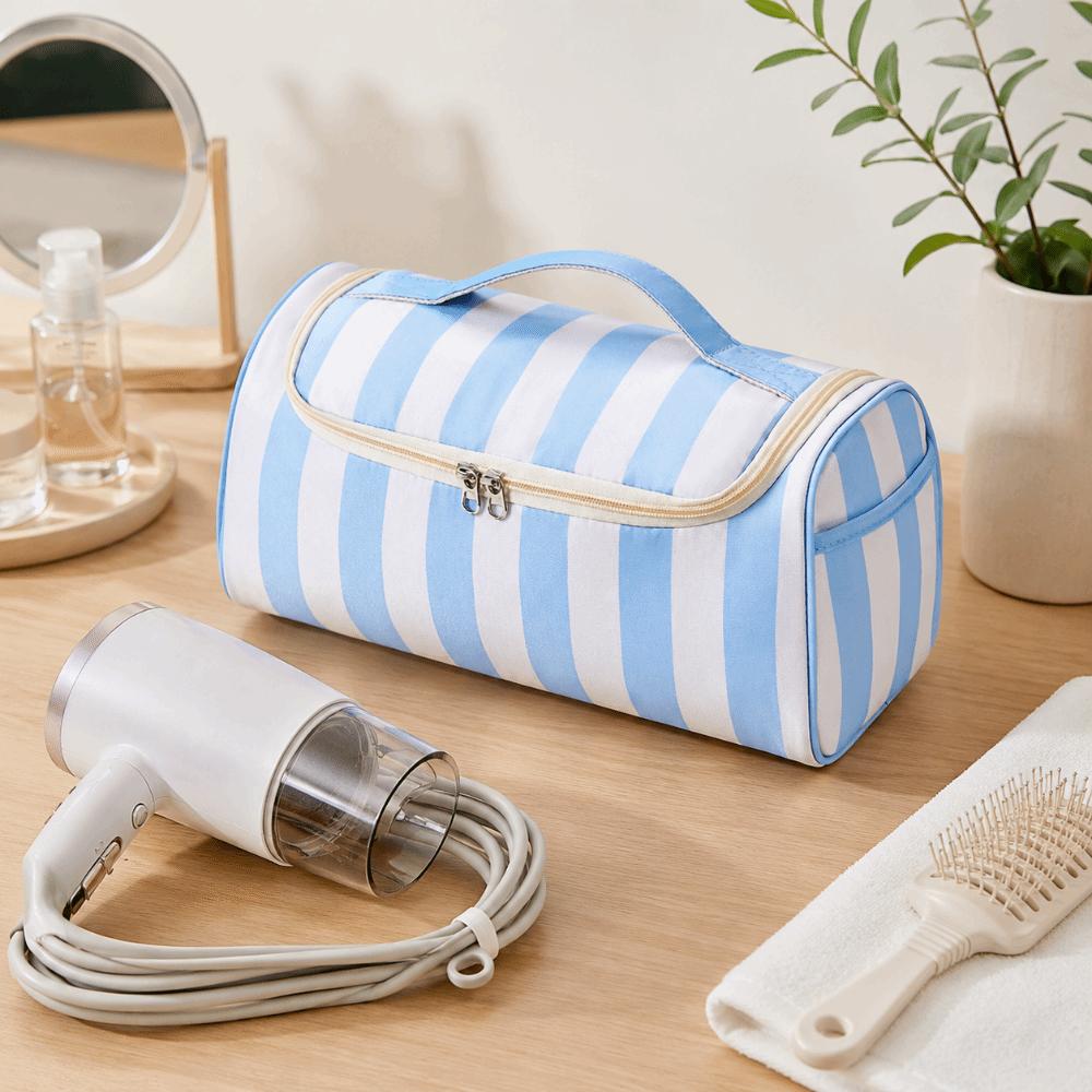 Striped Travel Storage Case Large Capacity Makeup Organizer Bag Travel Toiletry Bag Home Storage