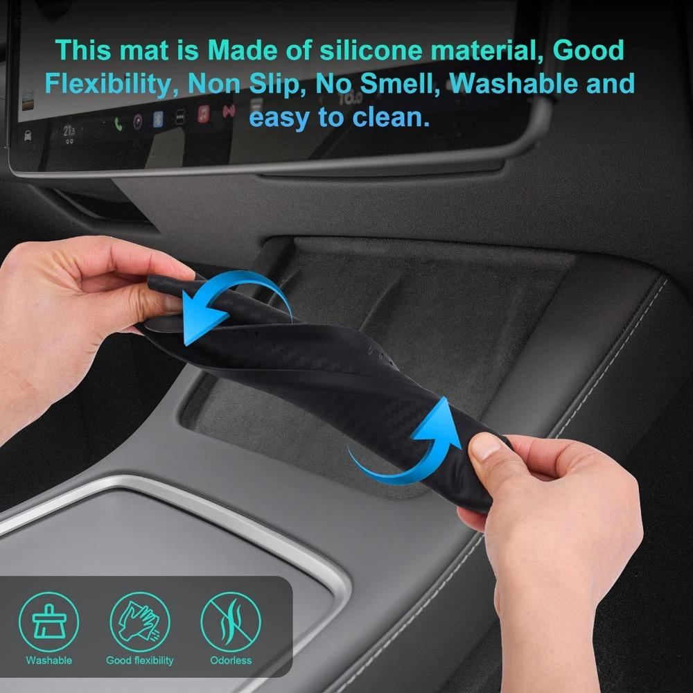 Силиконовый коврик для беспроводной зарядки на центральной консоли, силиконовый чехол для панели беспроводной зарядки, детали из углеродного волокна