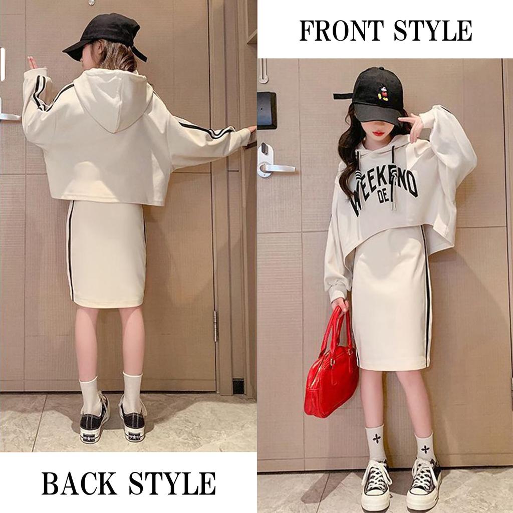 Корейская одежда Комплект короткая парка пупок толстовка внутренняя майка танцевальный абрикос [серебро и стиль] для детей для детей (130, Цвет)