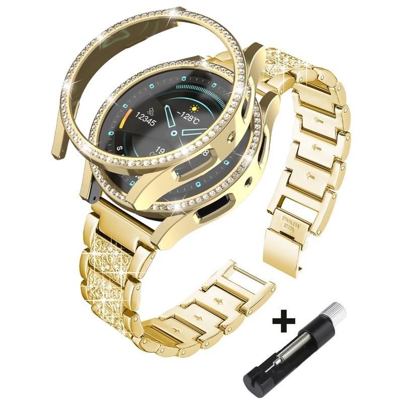 Metal Strap with Case for Samsung Galaxy Watch4 5 6 7 40mm 44mm Band Woman Stainless Steel Diamond