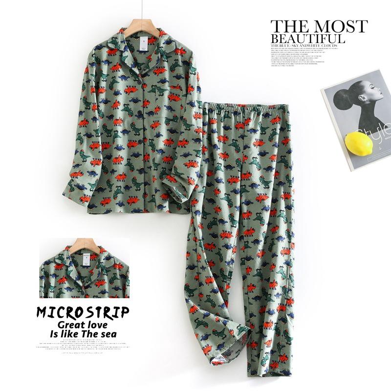 Женская осенне-зимняя пижама с рисунком из мультфильмов из хлопка, теплая, с начесом, домашняя одежда, комплект женской пижамы