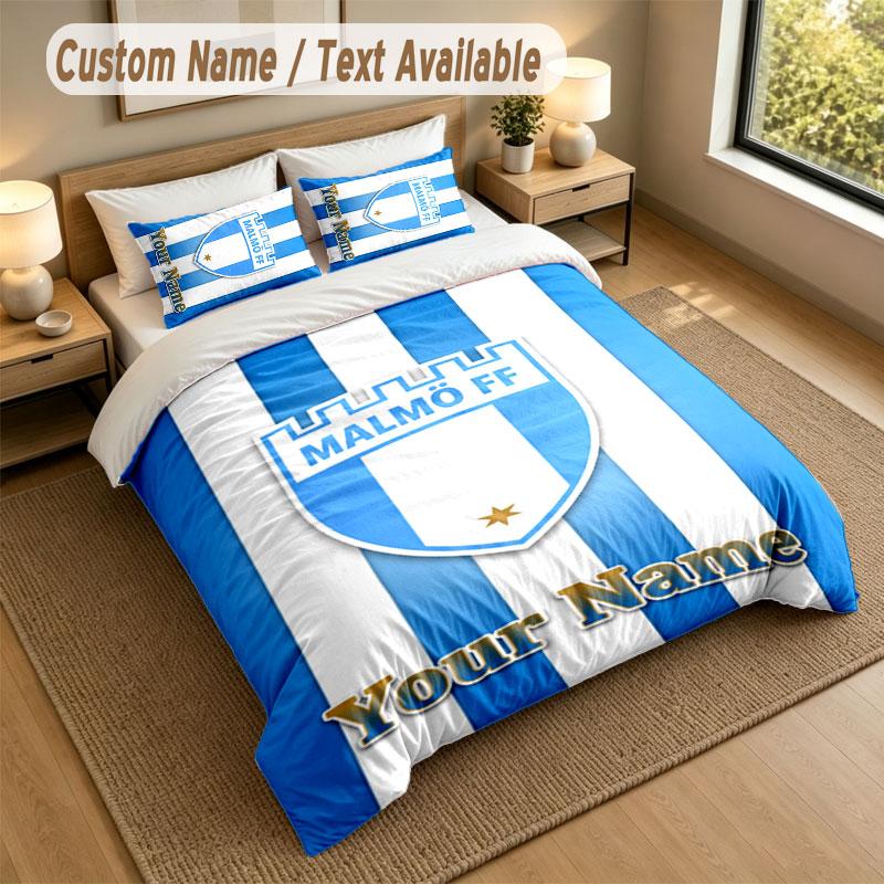 Bedding Set 1 Duvet Cover 2 Pillowcases Malmö FF Print Soft Bed Linen Bedroom Decor
