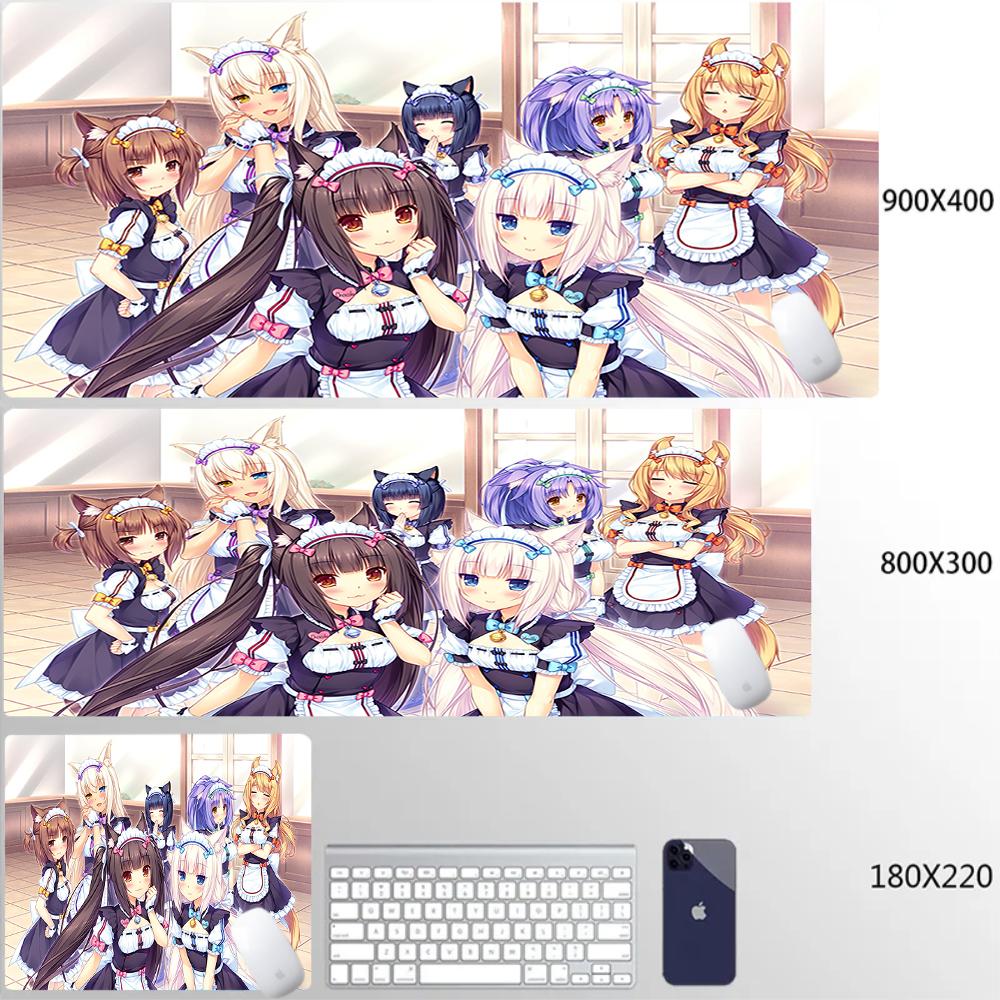 Large Nekopara Escritorio Mouse Pad Non-Slip Rubber Laptop Cushion Gabinete Gamer Mousepad Pc Kawaii Cute Anime Girls Deskmat