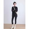Long Shirt Covering Butt Half Turtleneck Women's Long-sleeved Middle Collar Loose and Thin Stacked Bottoming Shirt Medium and Long Top