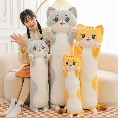 Подушка-игрушка в виде кота, длинная плюшевая игрушка-кот, подушка для кровати, милая кукла-кот, большая тряпичная кукла, подарок