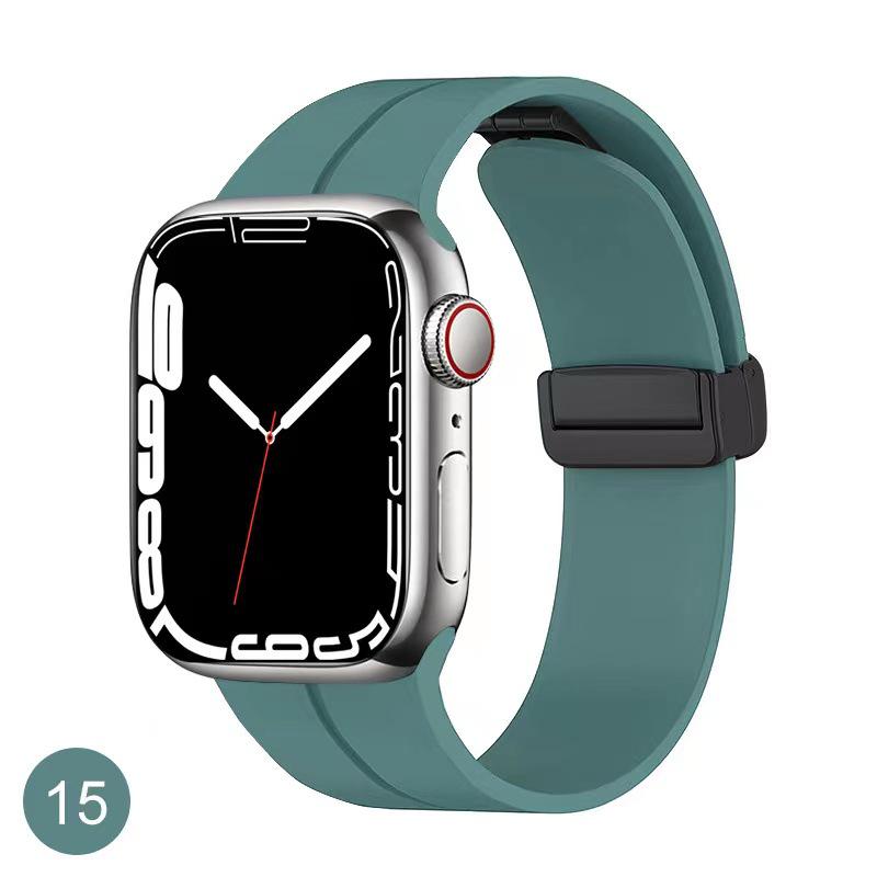 Магнитный силиконовый спортивный ремешок со складной пряжкой для iWatch/Apple Watch S10