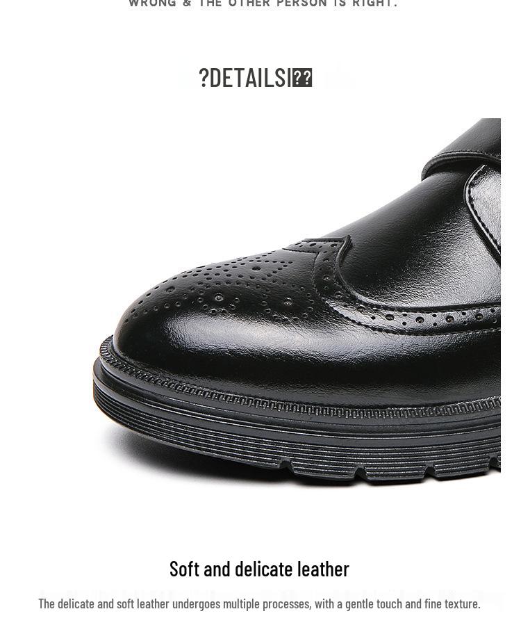 Мужские туфли-броги из кожи большого размера с резной пряжкой - Формальные и повседневные туфли-монки