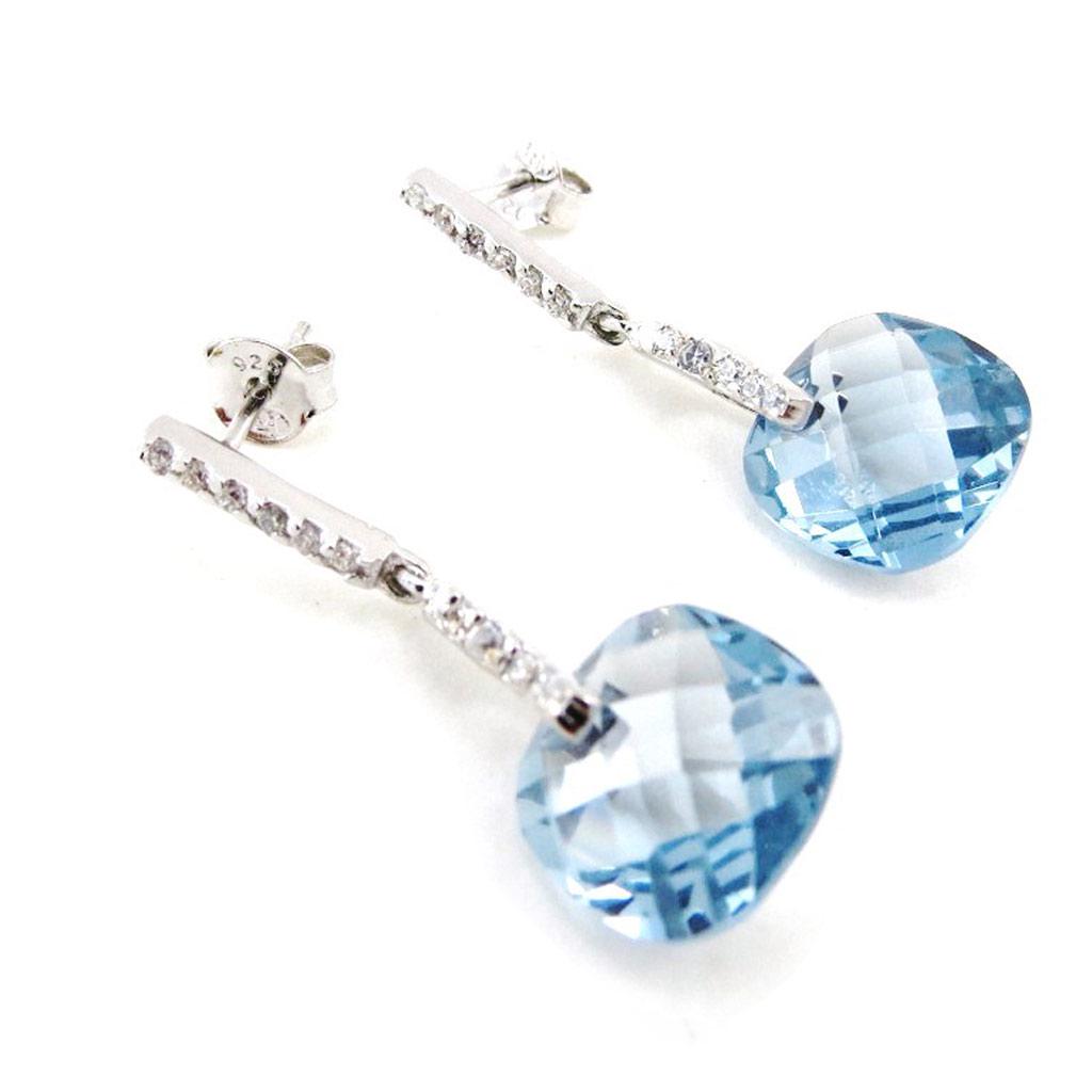 Les Trésors De Lily [G1080] - Серебряные серьги «Сисси» с аквамарином (родиевое покрытие) - 30x10 мм