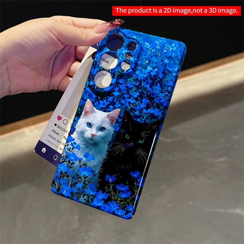 2DFlat Samsung phone case Blue Flower Field Cats Phone Case Applicable to Galaxy S22 S23 S24 S25ULTRA S26 A12 A13 A14 A15 A16 A34 A35 A54 A55