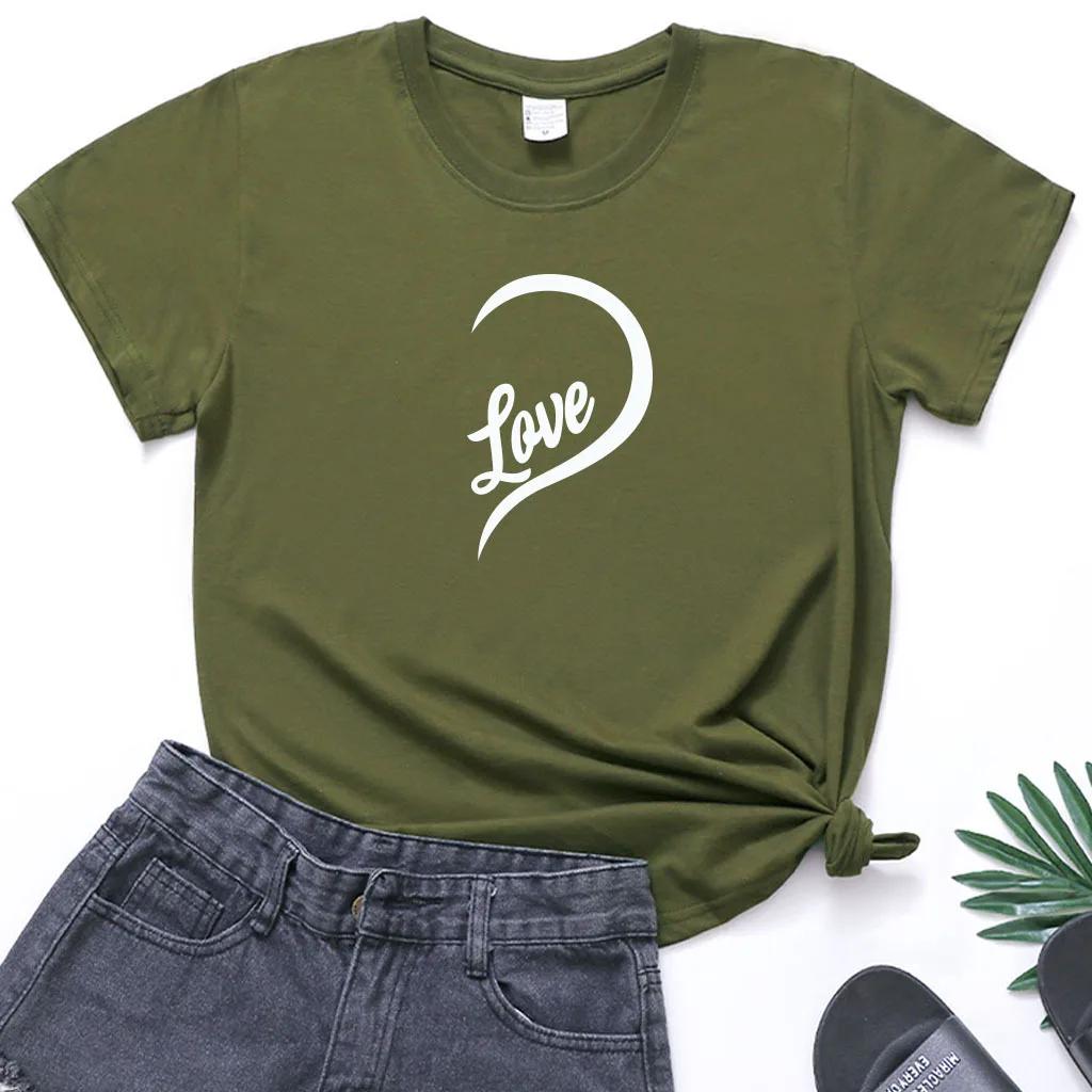 Splicing One Love Heart Print Парная футболка с коротким рукавом и круглым вырезом, свободная футболка King Queen, футболка для влюбленных, топы, женская одежда