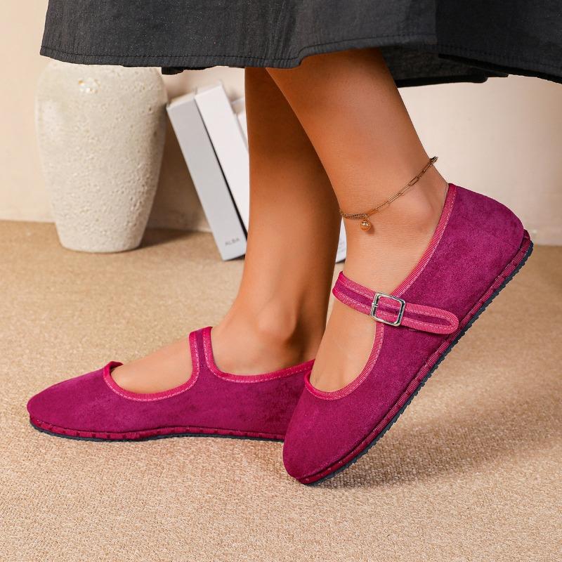 Модные Элегантные Замшевые Туфли Мэри Джейн Женские Черные С Ремешком и Пряжкой Повседневные Балетки Женские Весенне-Осенние Лоферы из Холста