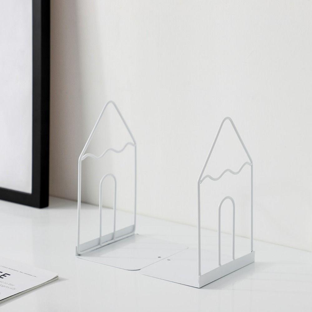 Hollow Metal Bookends Sturdy Desktop Bookshelf Durable Simple Book Stand  Students