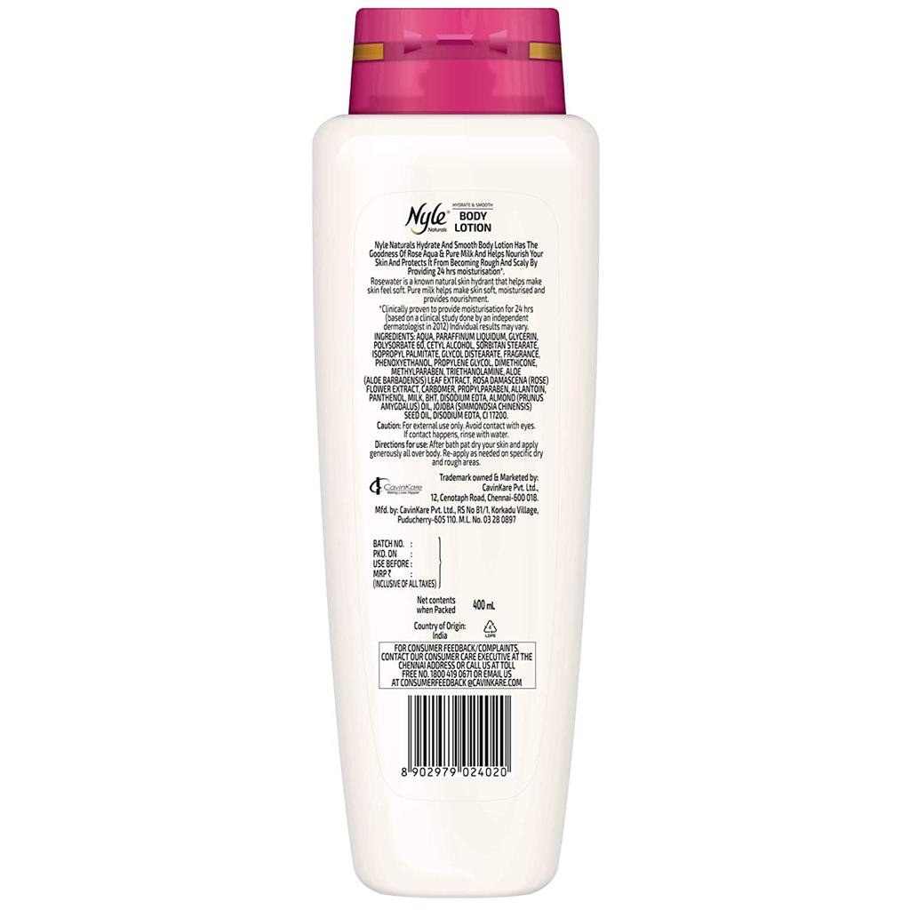 Nyle Hydrate and Smooth Body Lotion - Rose, 400 Ml