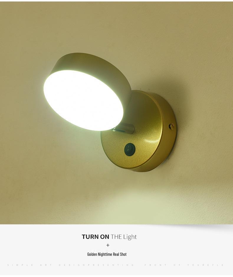 Contemporary Gold Rotating Wall Light for Hallway, Living Room, Staircase, or Bedroom.