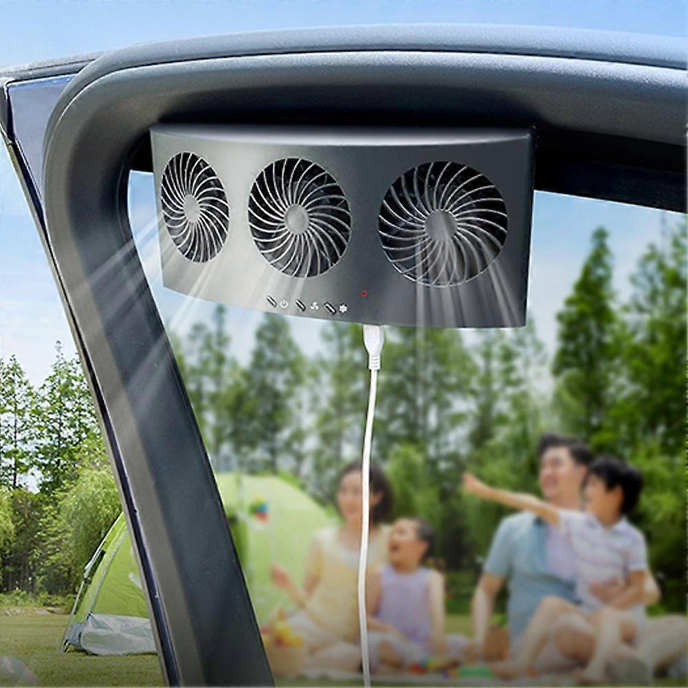 Triple Fan Car Ventilation USB Powered Air Circulator Odor Removal Smoke Filter