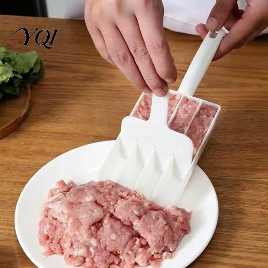 Meatball Press for Home Maker Tool with Pusher, 3/4 Compartments Design, Food Grade PP Easy to Clean Kitchen Tools Non Stick Spoon, Nonstick Efficient