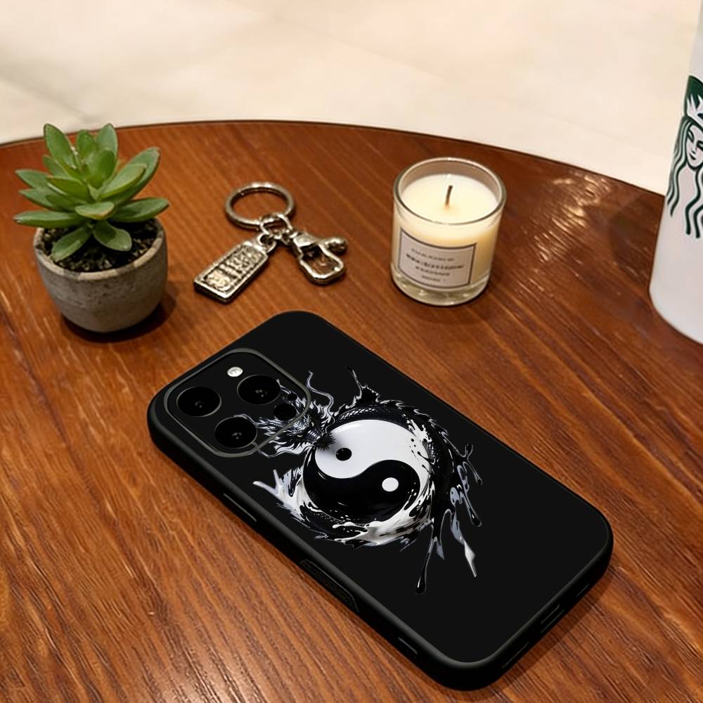 Чехол для телефона 'Священный Дракон' для iPhone 17,16,15,14,13,12,11 Plus,Pro Max,XS, Мягкий Силиконовый Черный Чехол