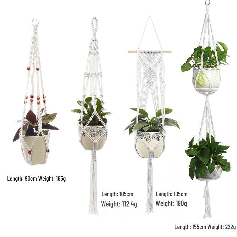 Подвесной цветочный горшок-корзина ручной работы из хлопковой веревки Cross-Border