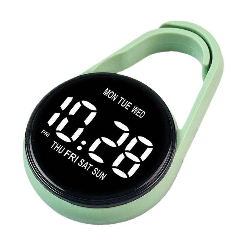 Touch Control Digital Pocket Watch Keychain Clip For Students Accurate Time LED Display Electronic Clock Accessories