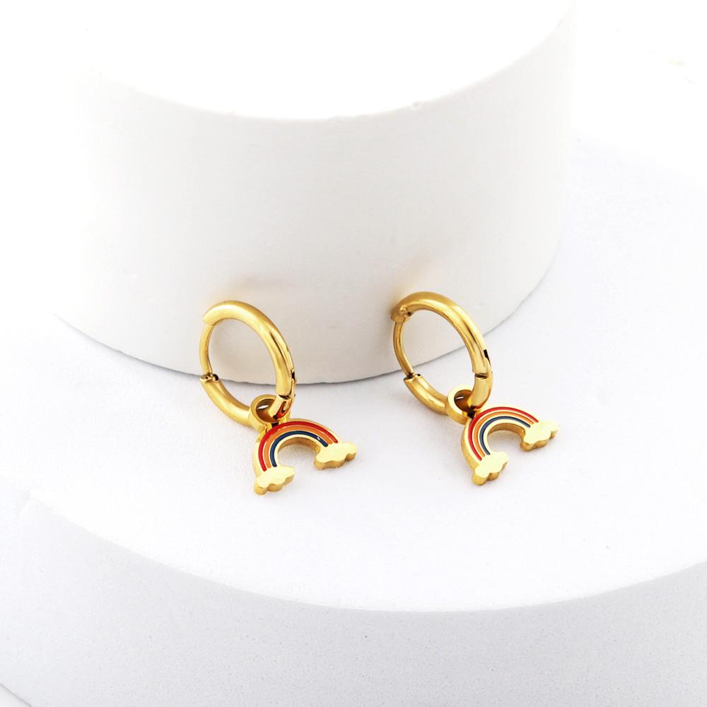 Серьги-кольца из нержавеющей стали Модные мультяшные подвески-клубнички и вишенки Женские Серьги-хугги круглые Подвески Вечерние украшения