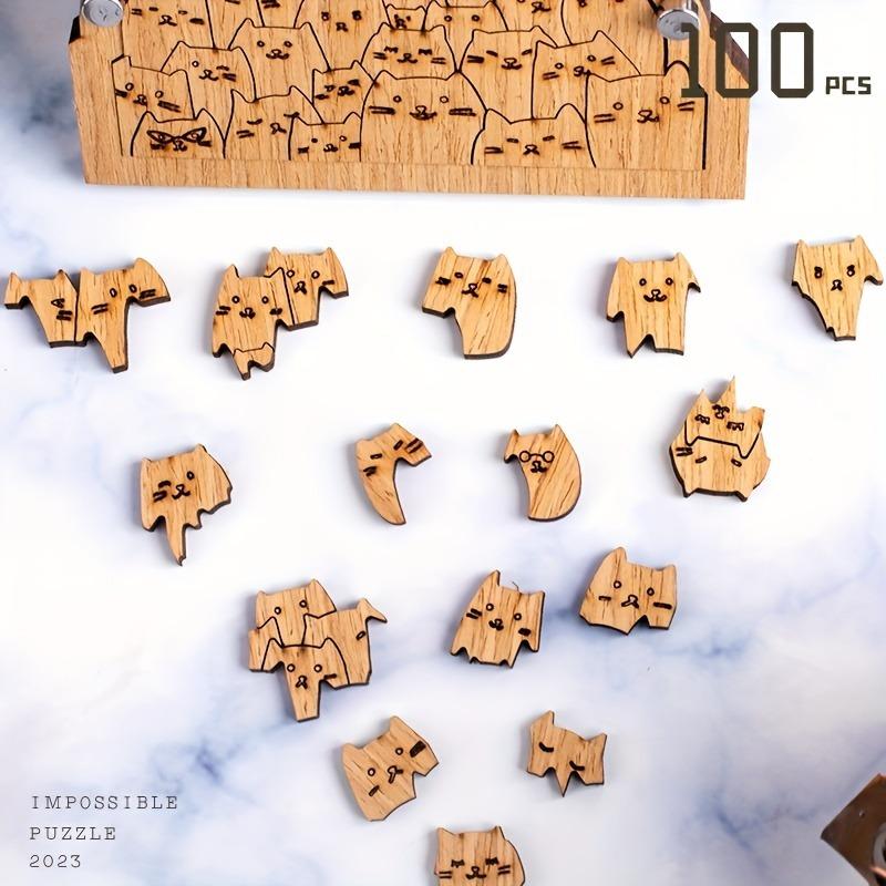 100 шт. Деревянный пазл с котами, деревянная головоломка с сотней кошек, милые животные, пазлы с котятами, развивающая игрушка для детей и взрослых