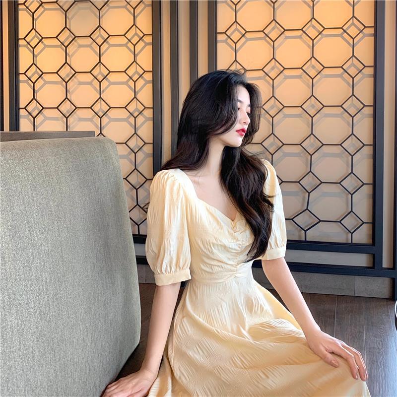 Летнее платье Yuli Cloth с французской кампанулой, пышными рукавами и открытой спиной для женщин