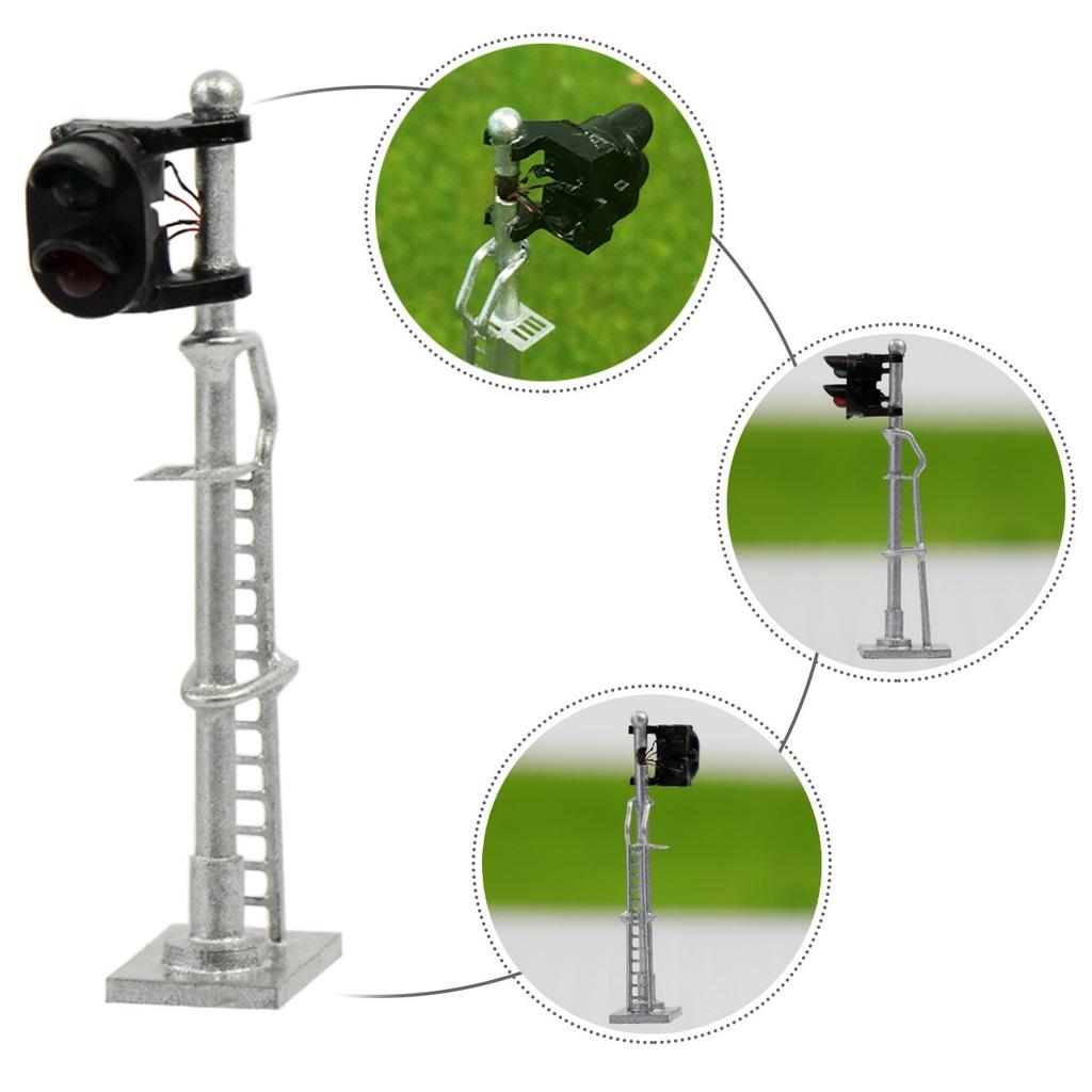 Набор из 3 1:150 Серебристых металлических светофоров, двухсекционные светофоры, для макетов железных дорог, зданий, диорам и образовательных DIY-проектов