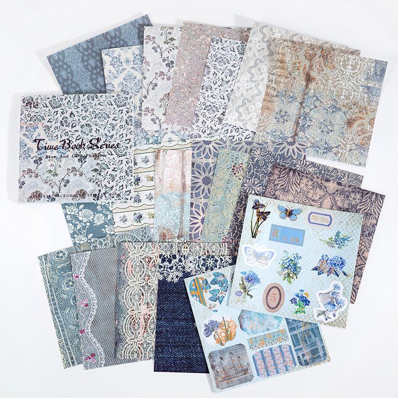 JIANWU 20Pcs Vintage Journal Background Decoration Sticker Book Literary Art Fresh DIY Scrapbooking Material Stickers Stationery