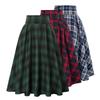 Spring Autumn Women's Skirt Elastic Waist Big Hem A-line Colorblock Plaid Print Loose Fit Skirt Ankle Length Pockets Retro Lady Maxi Skirt