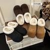2025 New Velvet Warm Cotton Shoes Casual Wear Soft Sole One Pedal Lazy Bag Head Slippers Fluffy Shoes