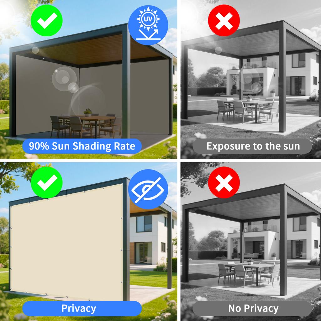 Водонепроницаемый тент 95% защита от УФ-лучей Солнцезащитный парус Садовый экран для конфиденциальности Для автомобиля Брезентовый навес для перголы Навес Солнцезащитный парус