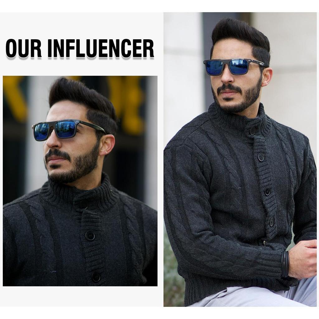 DUCO Поляризованные Полностью из Углеродного Волокна UV Веллингтон для Вождения и 8325 Мужские Солнцезащитные Очки, Дизайн, Защита, Стиль, Стильные, Рыбалка, (Черно-синий)