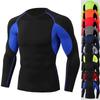 Мужская профессиональная быстросохнущая футболка с длинным рукавом и круглым вырезом, облегающего кроя, для фитнеса
