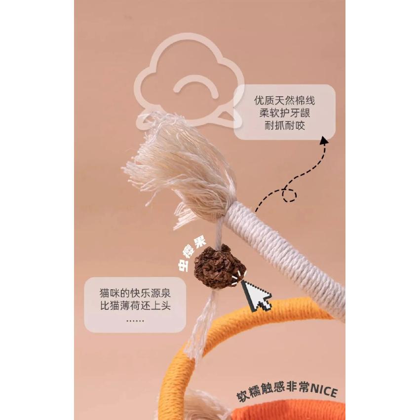 Cat Toy Self Play Boredom Relief Bite Rope Teeth Cleaning Grinding Toy Silvervine Cartoon Kitten Interactive Cat Teaser Wand