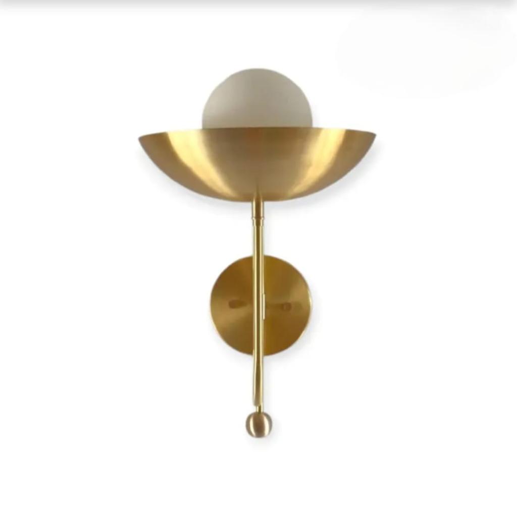 Modern Brass Wall Sconce Mid Century Globe Wall Light Fixture Home Decor Bedside Sconce Lamp Handmade Frosted Glass Shade Vanity Lamp