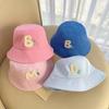 Solid Color Bucket Hat Embroidery Letter Fisherman Hats Casual Kids Basin Cap  2-8Year Boy Girl